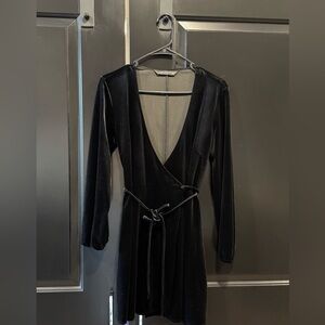 Zara Black Velvet Long Sleeve Dress